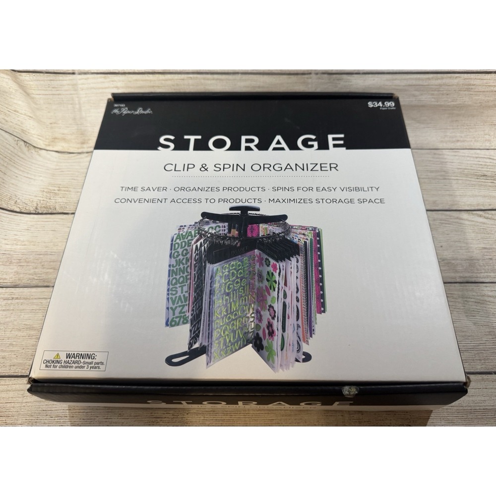 New in Box The Paper Studio Storage Clip & Spin Organizer Time Saver 75 Clip NIB